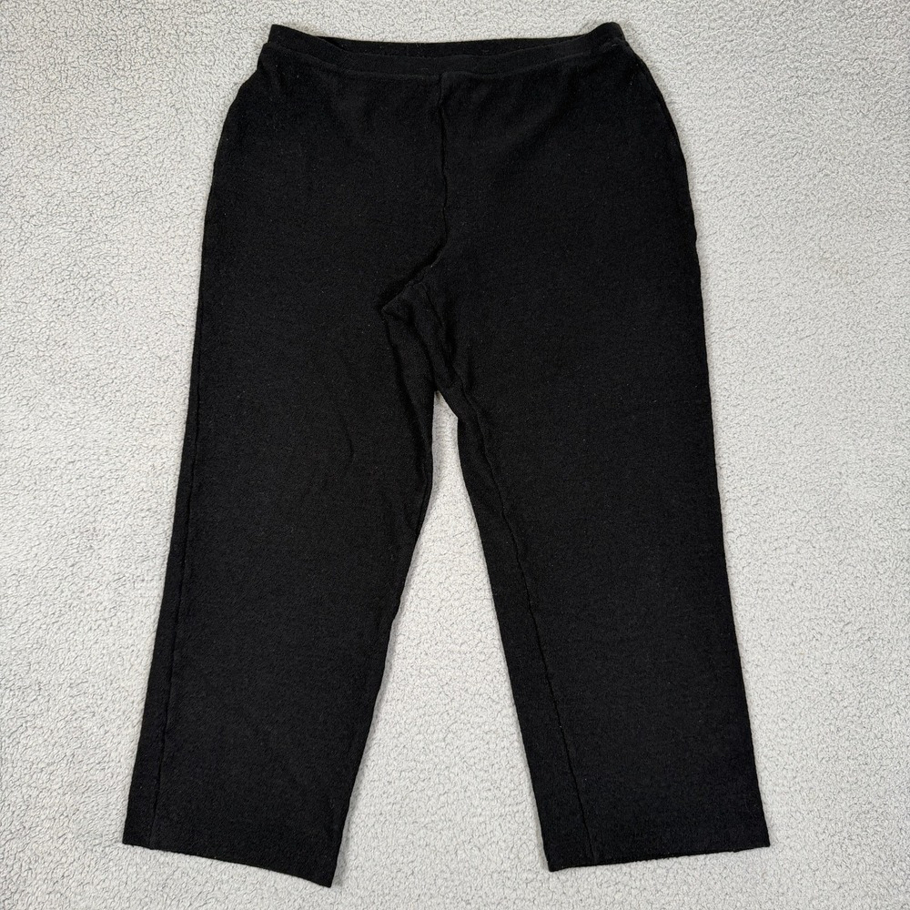 Eileen Fisher Pull on Pants Womens M Black Made in USA Casual Lagenlook USA Made